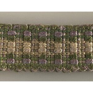 Vtg Woven Braid Upholstery Trim Notion Clothing Ribbon Beige Green Pastel 3.5 Yd